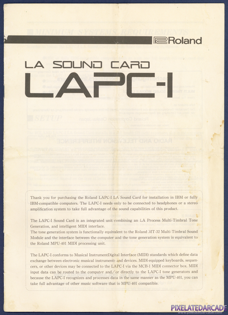 Roland MT-32/LAPC-I: Roland LAPC-I Instruction Manual - Page 1