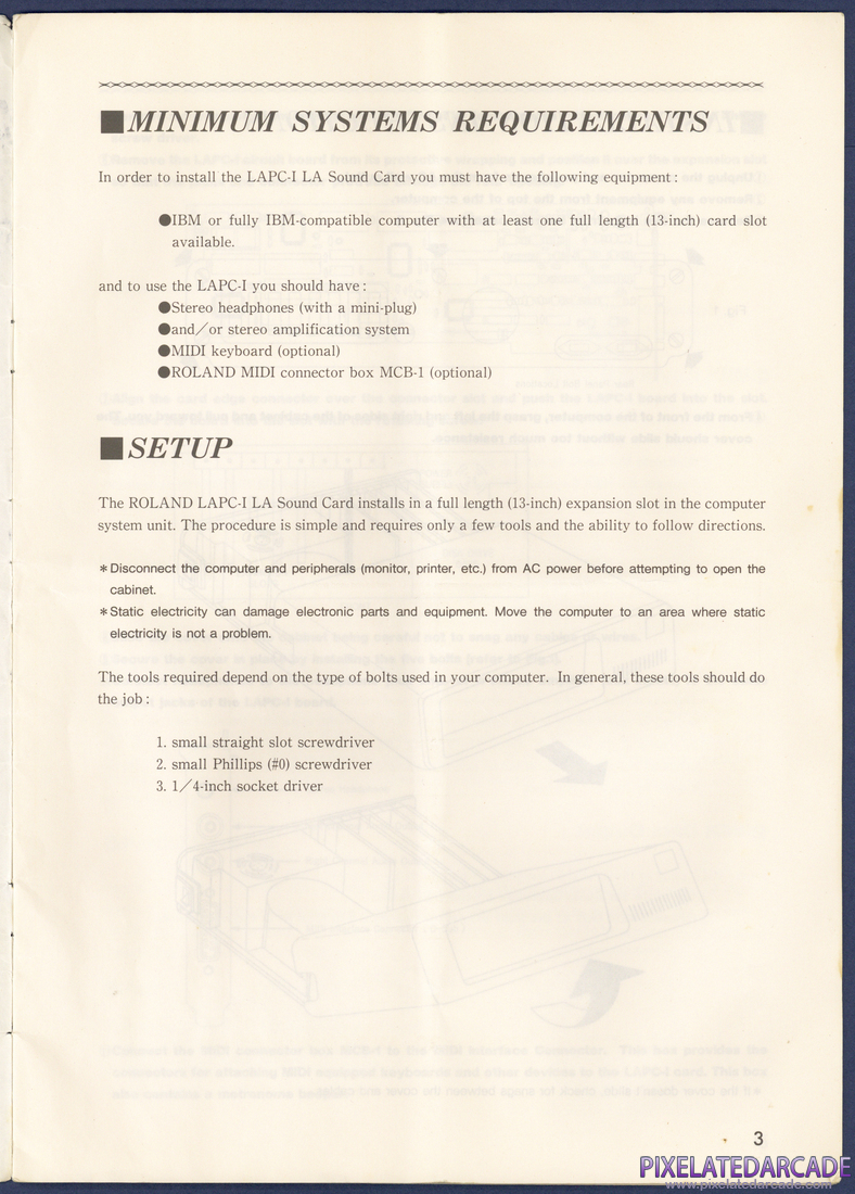 Roland MT-32/LAPC-I: Roland LAPC-I Instruction Manual - Page 3