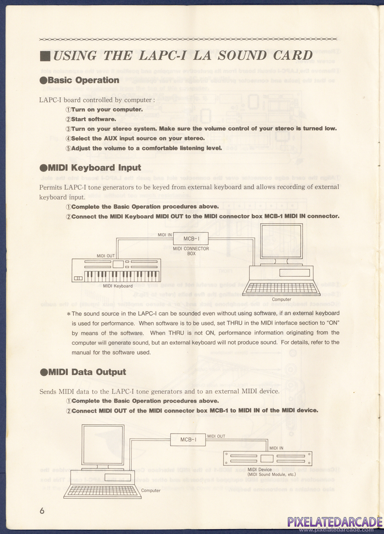 Roland MT-32/LAPC-I: Roland LAPC-I Instruction Manual - Page 6