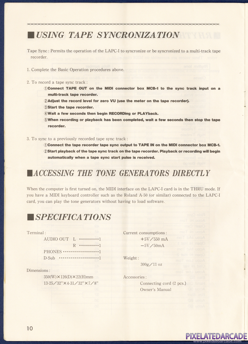Roland MT-32/LAPC-I: Roland LAPC-I Instruction Manual - Page 10