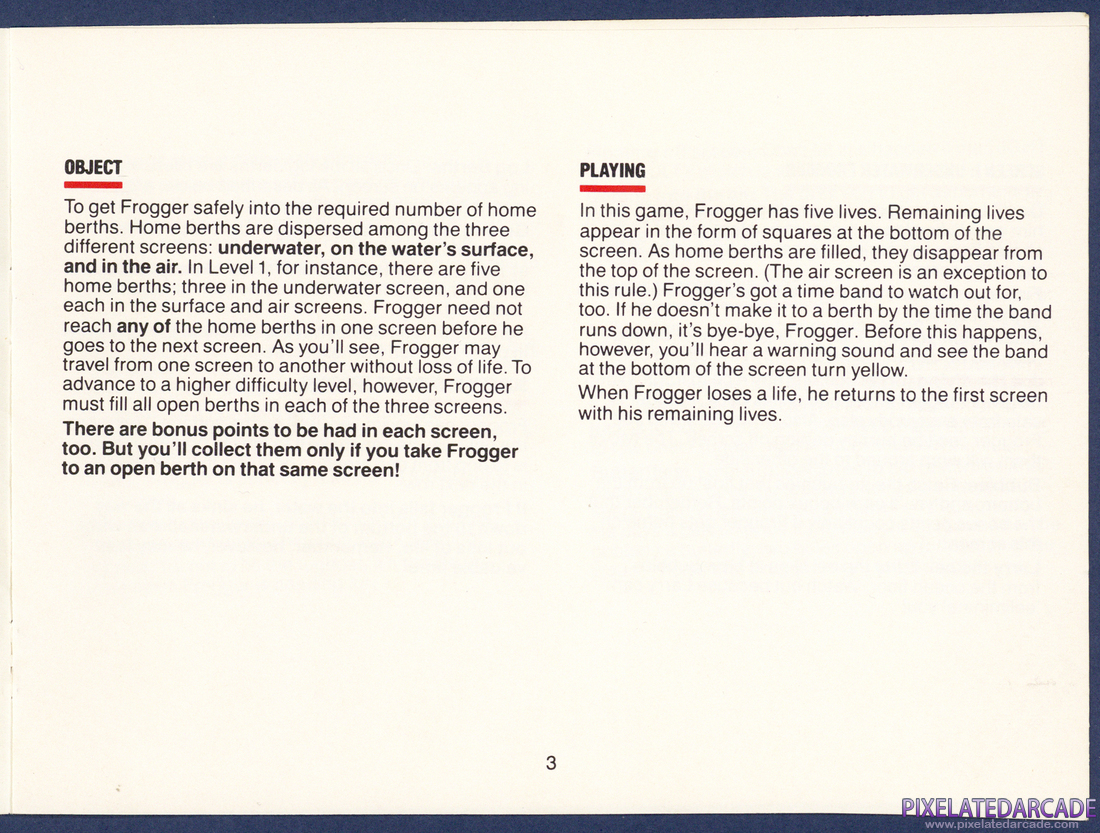 Frogger II: ThreeeDeep!: Instruction Manual - Page 3