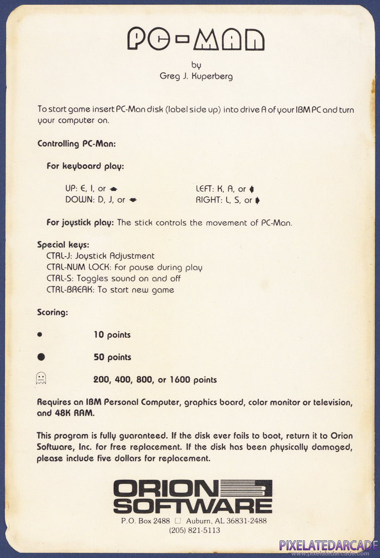 PC-Man: Instructions - Page 1