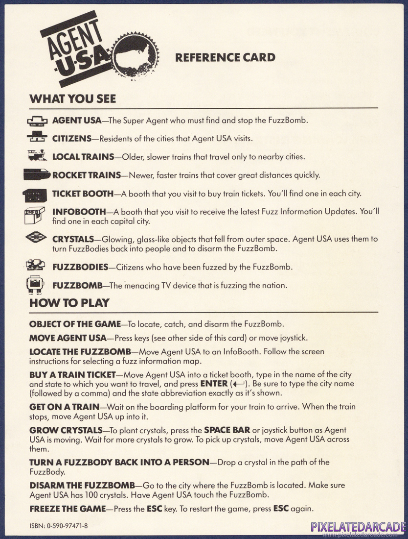 Agent USA: Instruction Manual - Reference Card Back