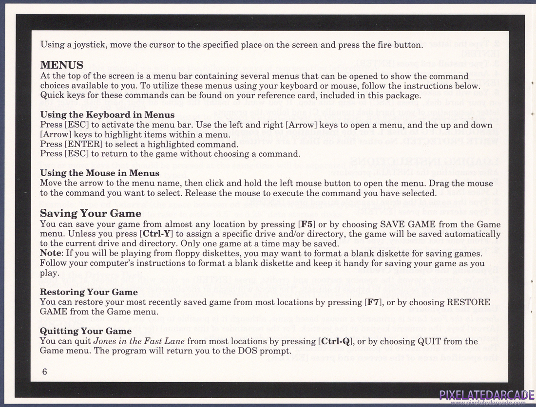 Jones in the Fast Lane: Instruction Manual - Page 6