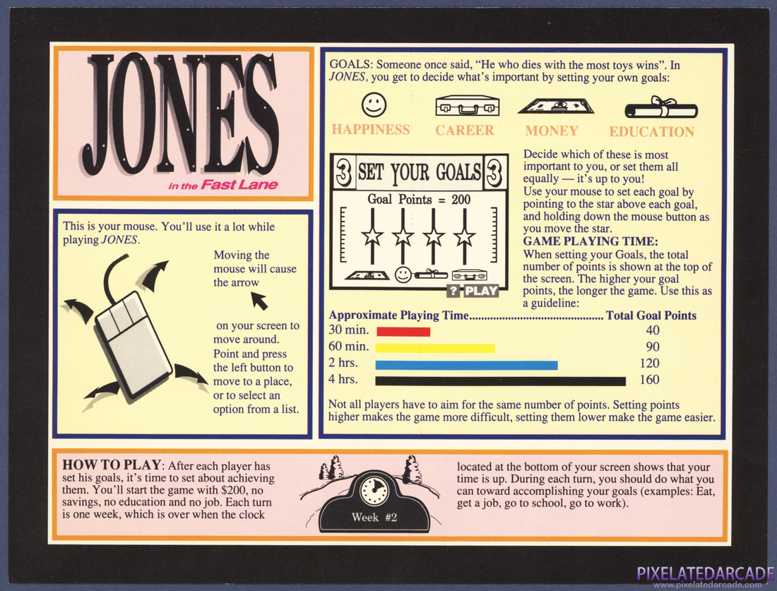 Jones in the Fast Lane: Player Reference Cards - Player Three Back