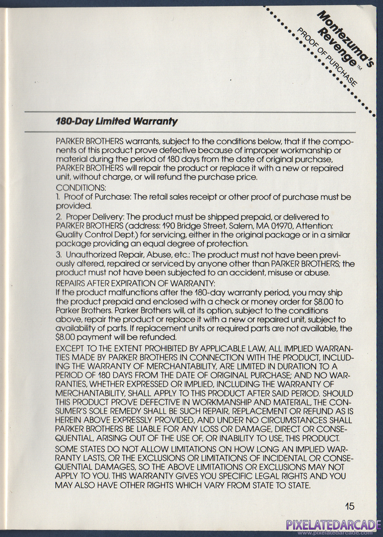 Montezuma's Revenge: Instruction Manual - Page 15