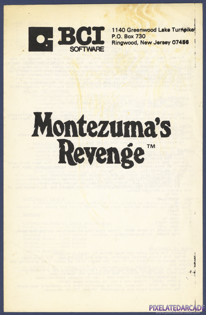 Montezuma's Revenge: Instruction Manual - Page 1