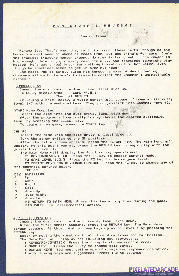 Montezuma's Revenge: Instruction Manual - Page 2