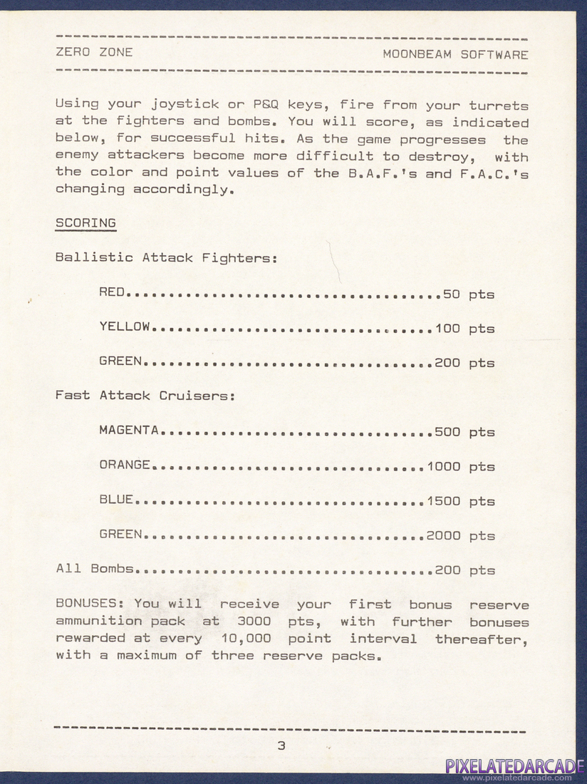 Zero Zone: Instruction Manual - Page 3