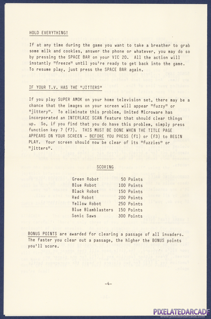 Super Amok: Instruction Manual - Page 4