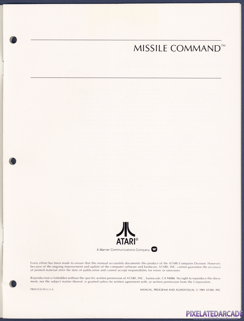 Missile Command: Instruction manual - Page 2