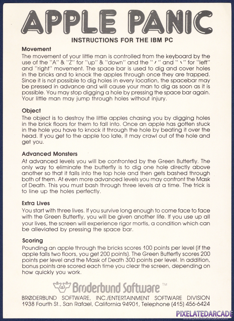 Apple Panic: Instruction Sheet - Instructions
