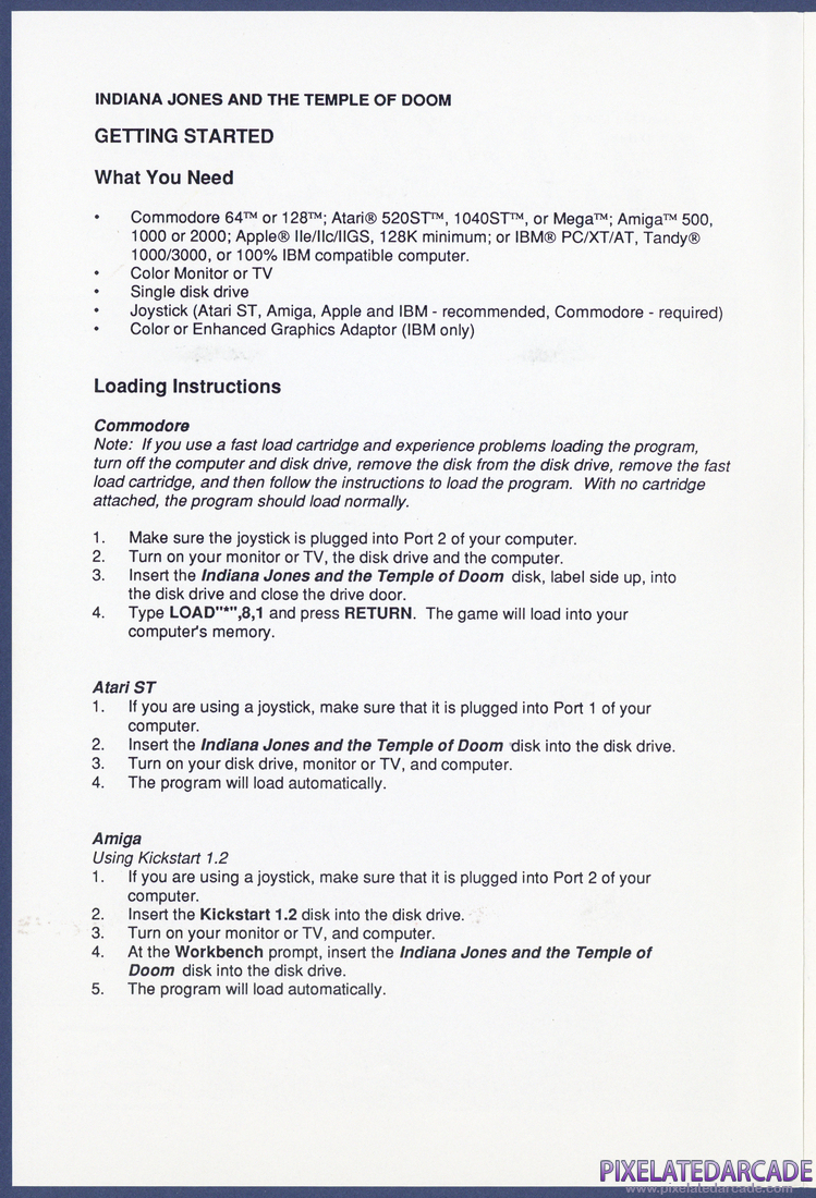 Indiana Jones and the Temple of Doom: Instruction Manual - Page 2