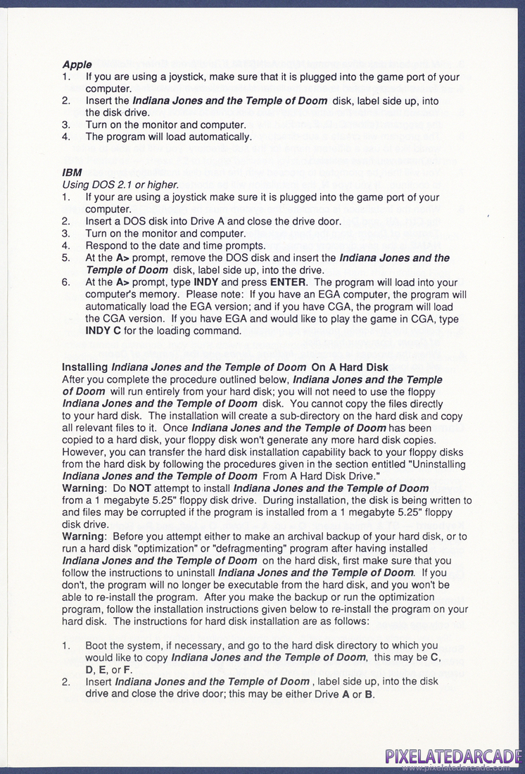 Indiana Jones and the Temple of Doom: Instruction Manual - Page 3
