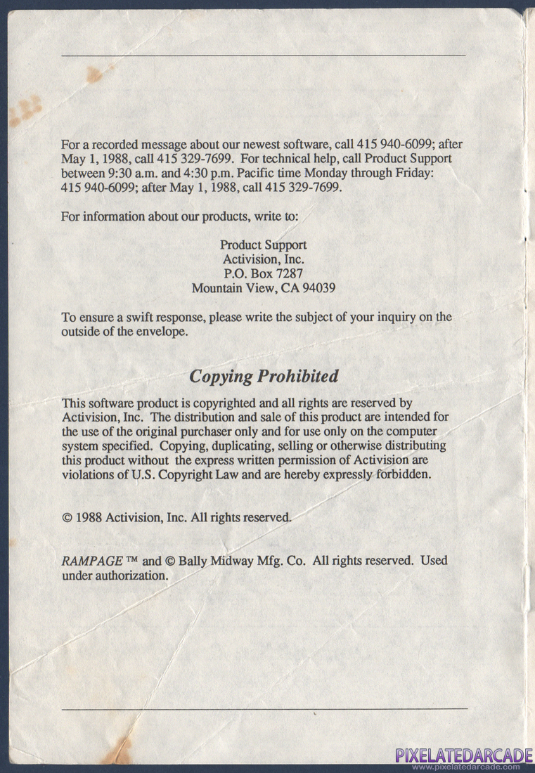 Rampage: Instruction Manual - Page 2