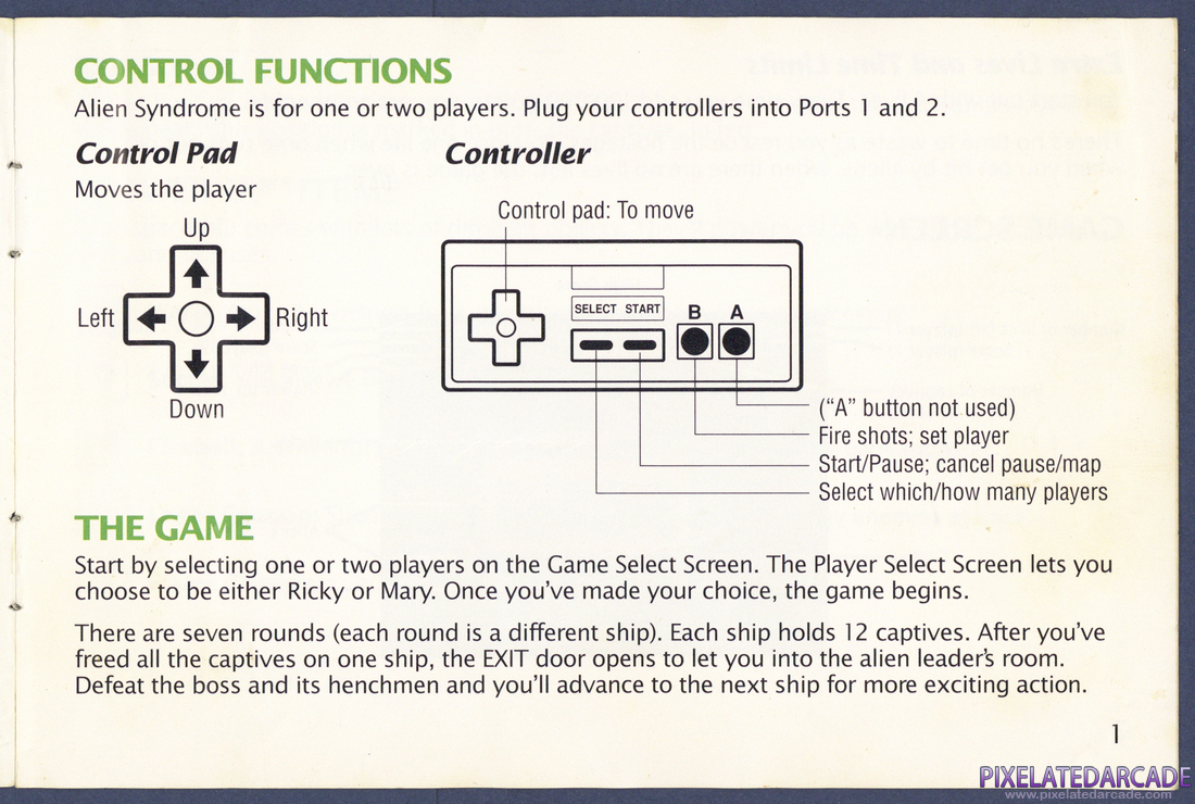 Alien Syndrome: Instruction Manual - Page 1