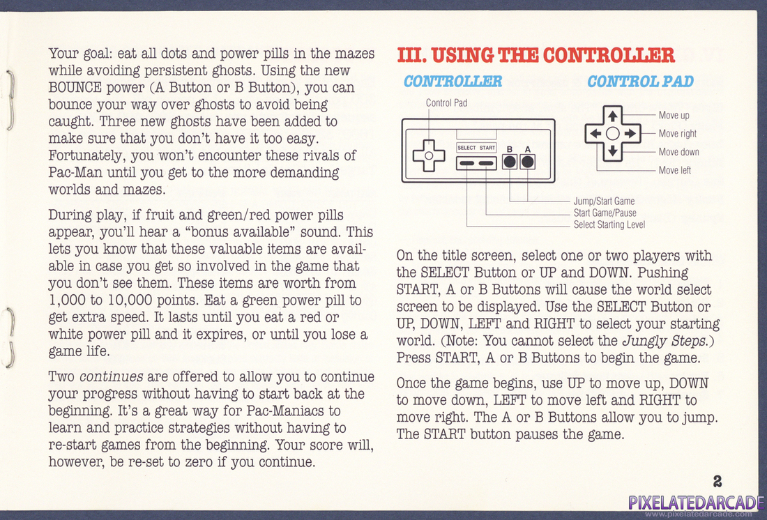 Pac-Mania: Instruction Manual - Page 2