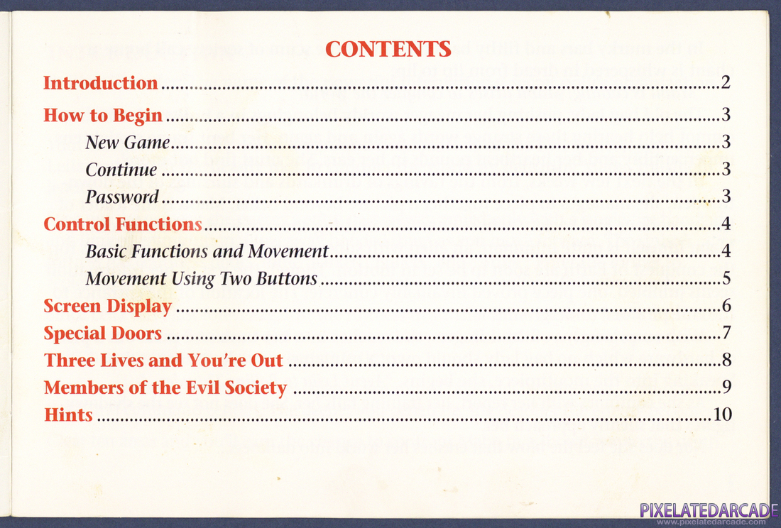 Rolling Thunder: Instruction Manual - Table of Contents