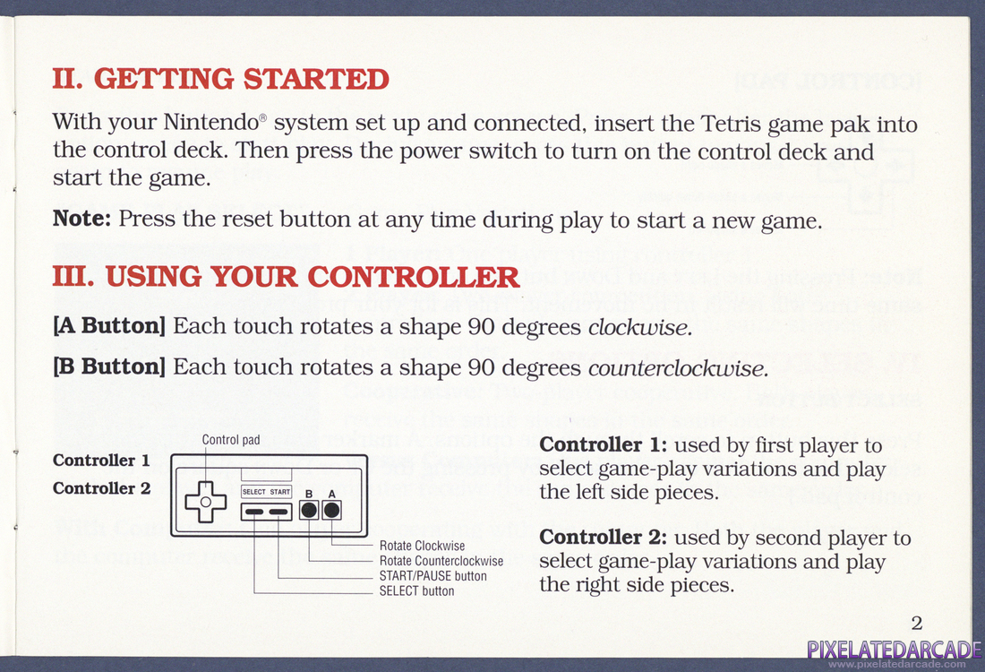 Tetris: Instruction Manual - Page 2