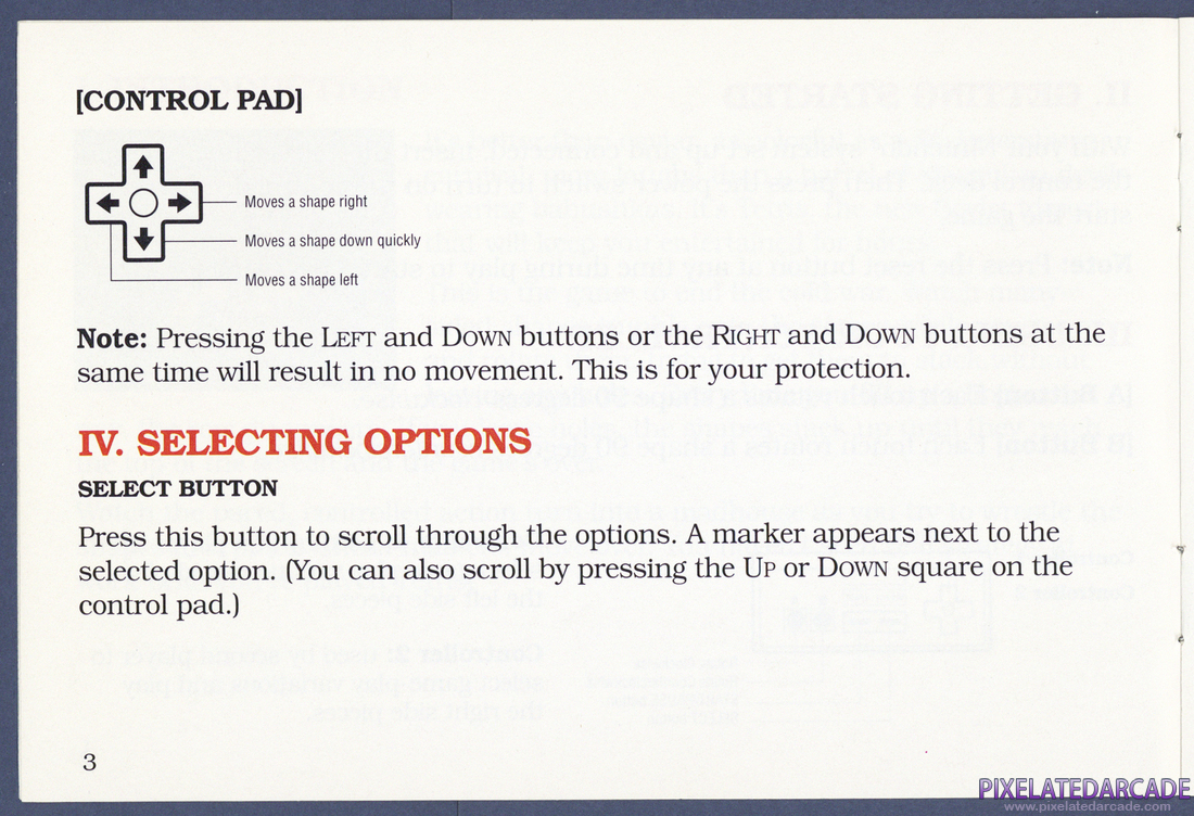 Tetris: Instruction Manual - Page 3