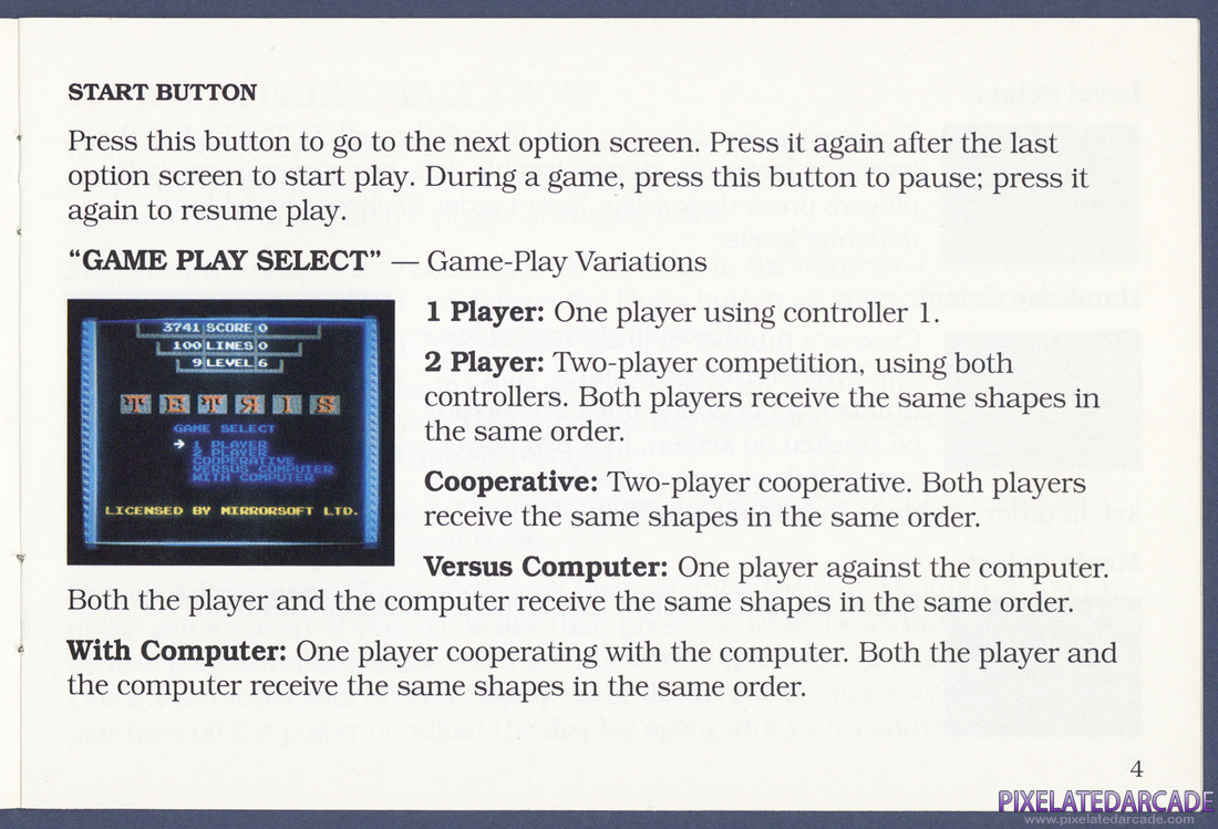 Tetris: Instruction Manual - Page 4