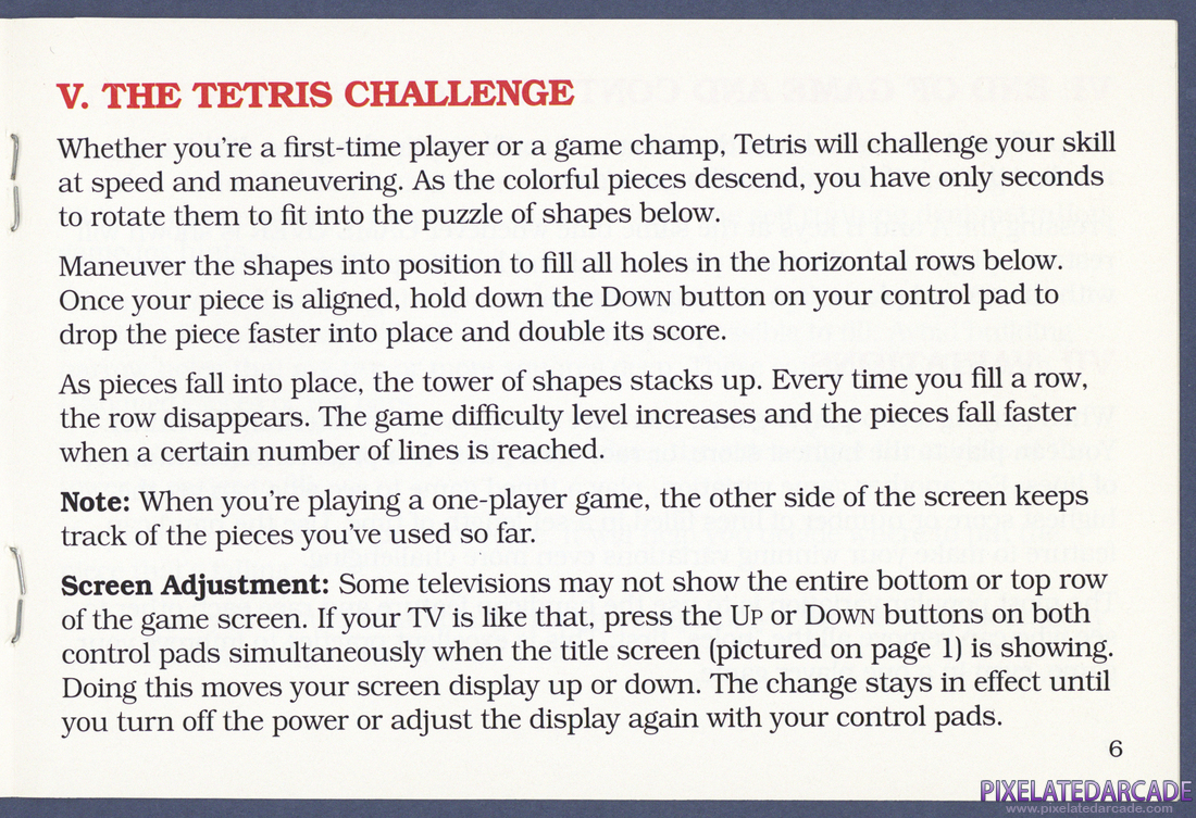 Tetris: Instruction Manual - Page 6