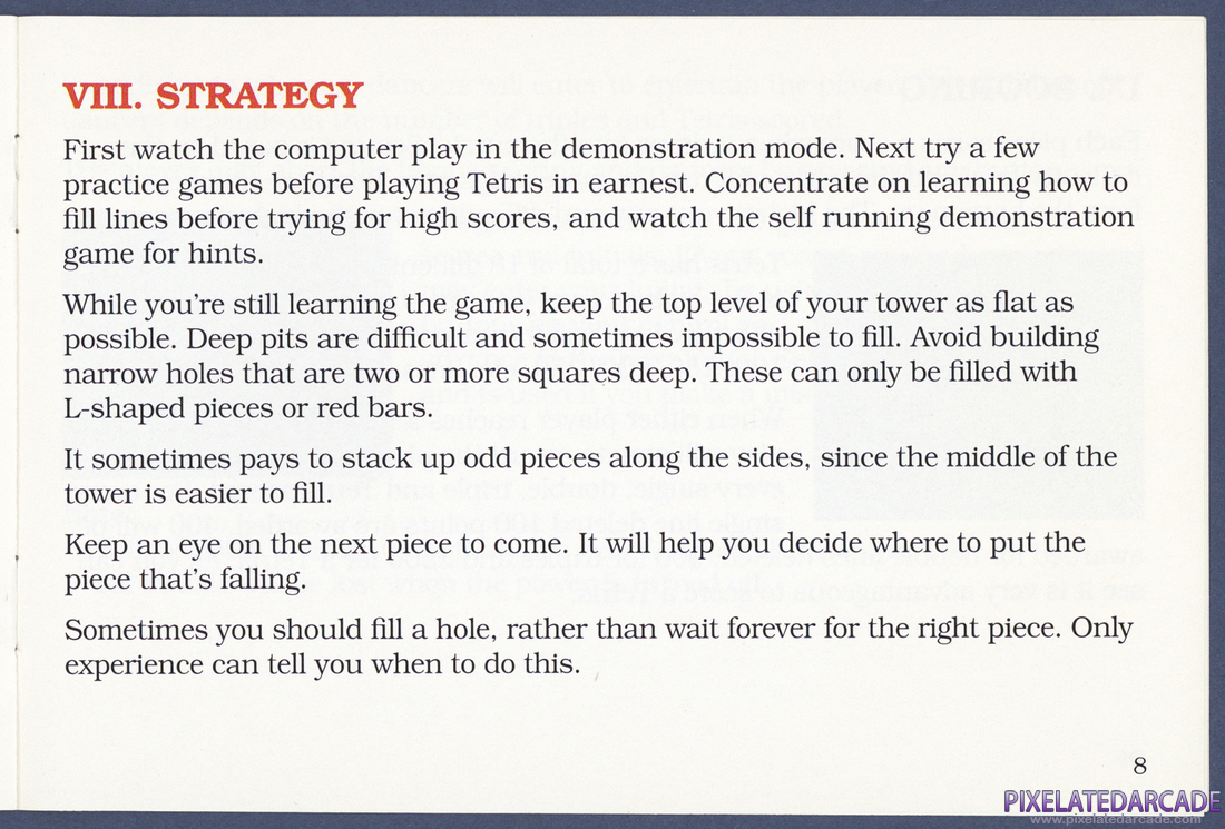 Tetris: Instruction Manual - Page 8