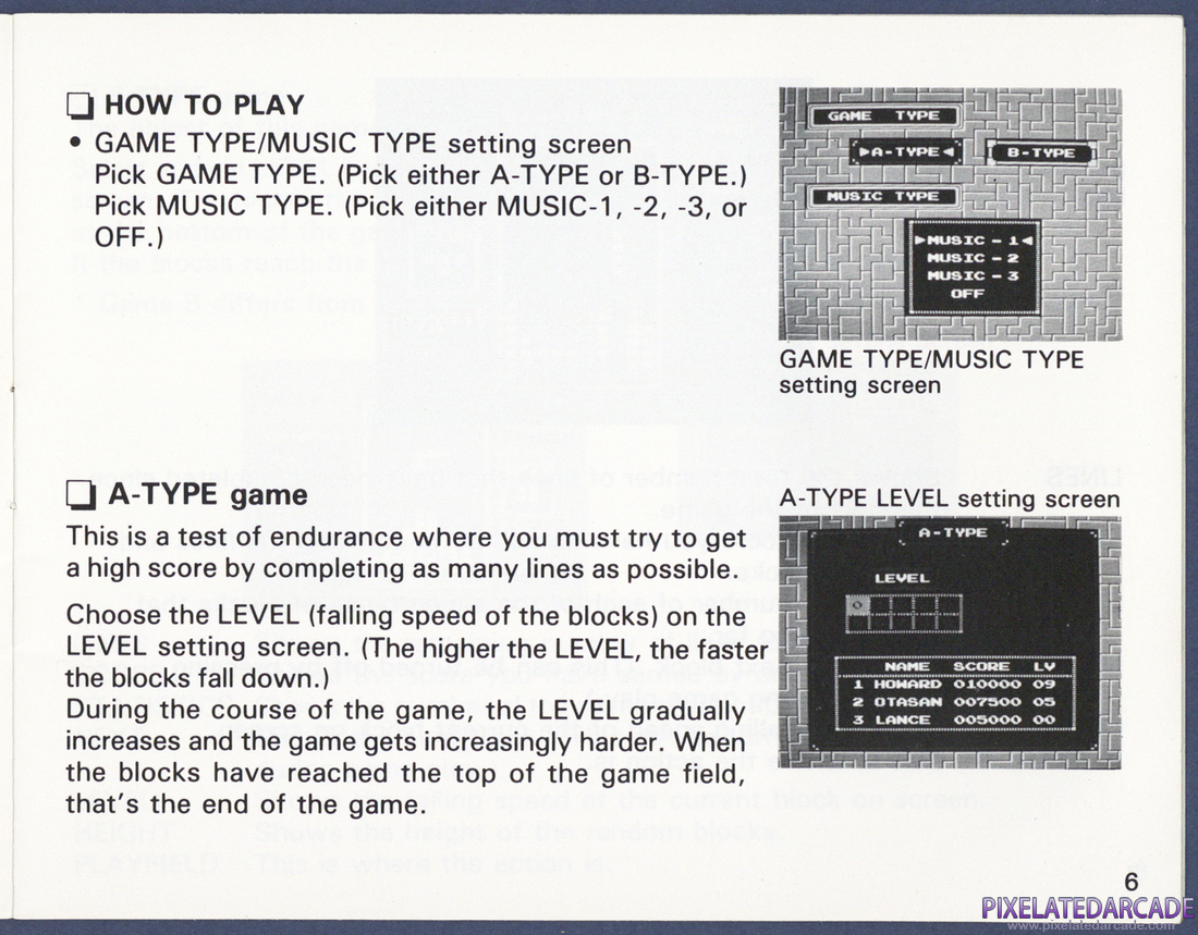 Tetris: Instruction Manual - Page 6
