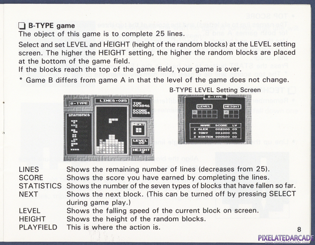 Tetris: Instruction Manual - Page 8