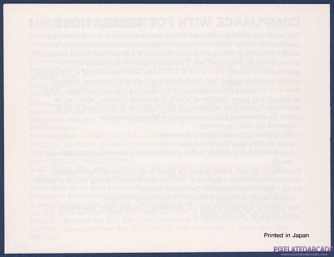 RoadBlasters: Instruction Manual - Back Cover