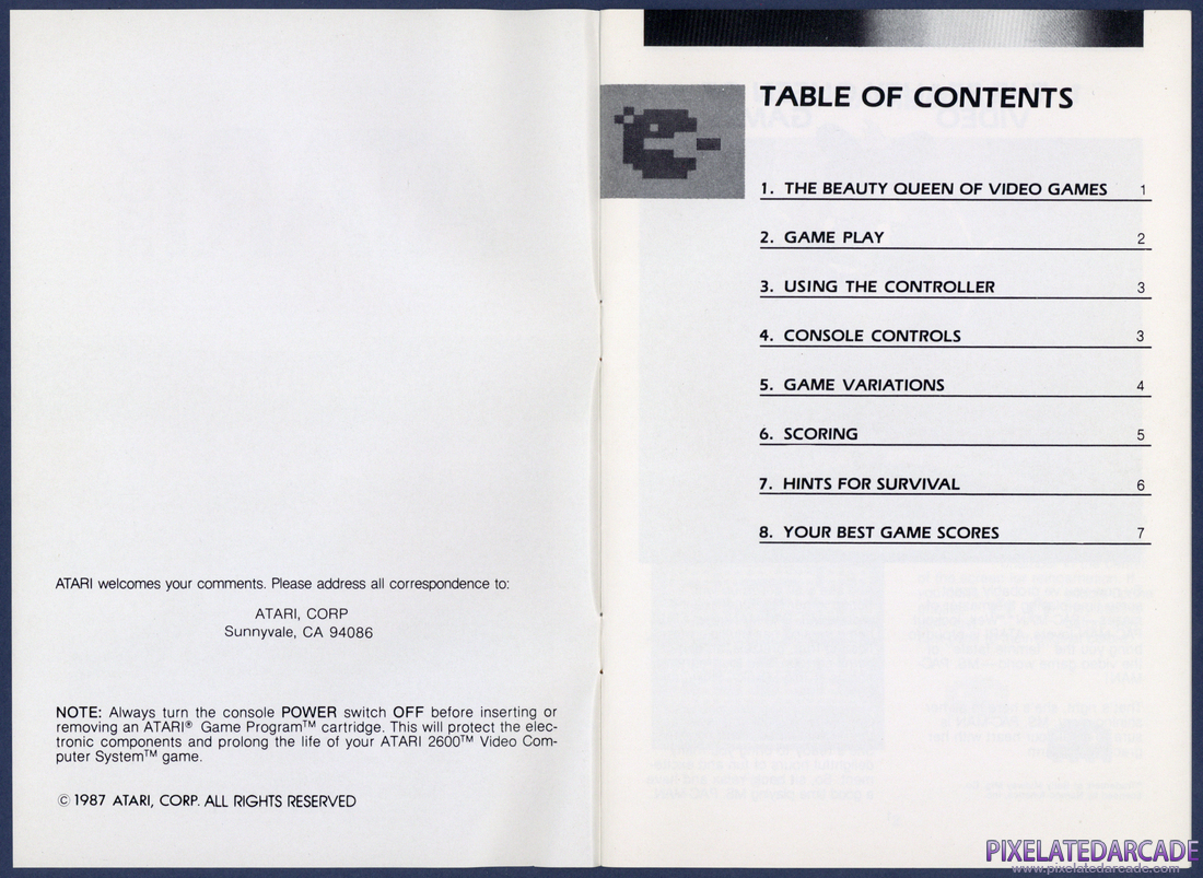 Ms. Pac-Man: Instruction Manual - Table of Contents