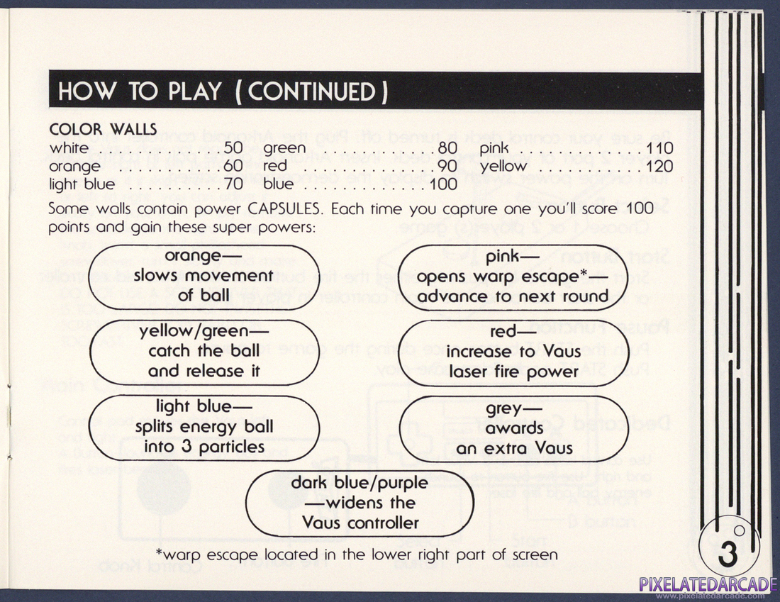 Arkanoid: Instruction Manual - Page 3