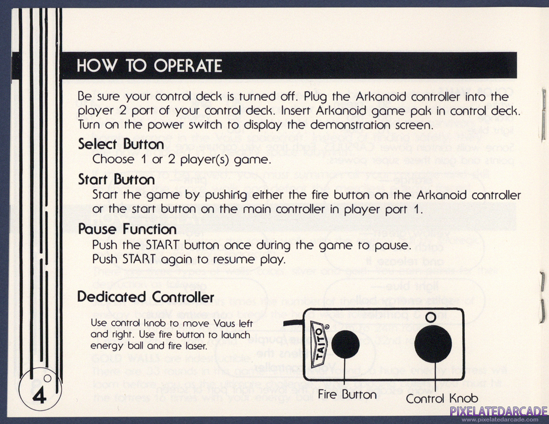 Arkanoid: Instruction Manual - Page 4