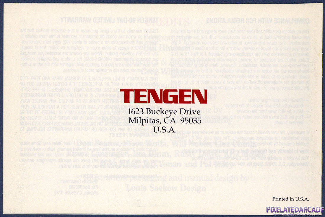 Super Sprint: Instruction Manual - Back Cover