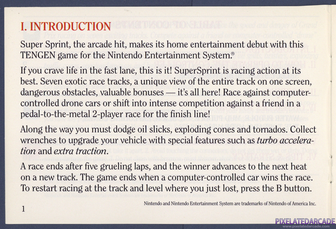Super Sprint: Instruction Manual - Page 1