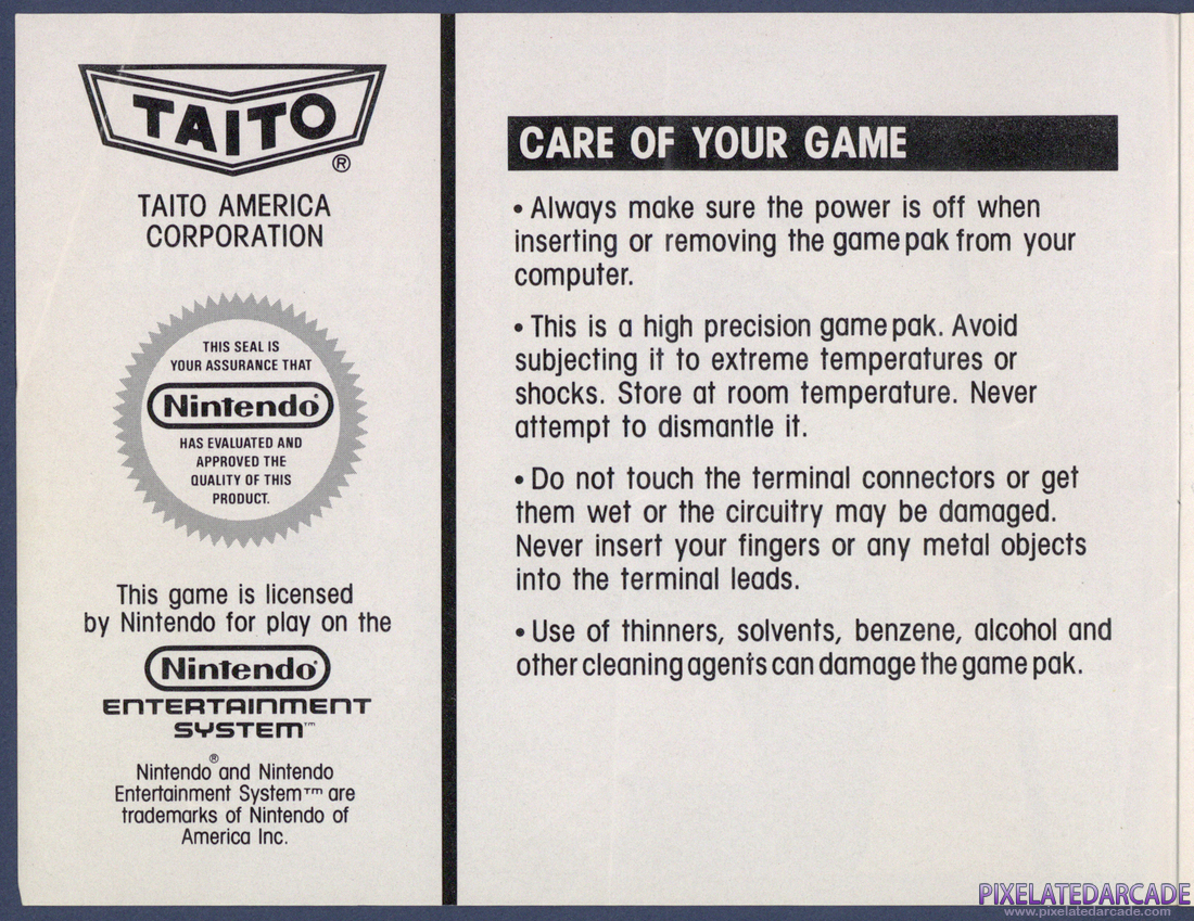 Elevator Action: Instruction Manual - Inside Cover