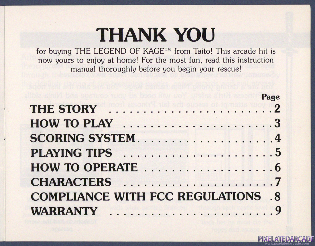 The Legend of Kage: Instruction Manual - Page 1