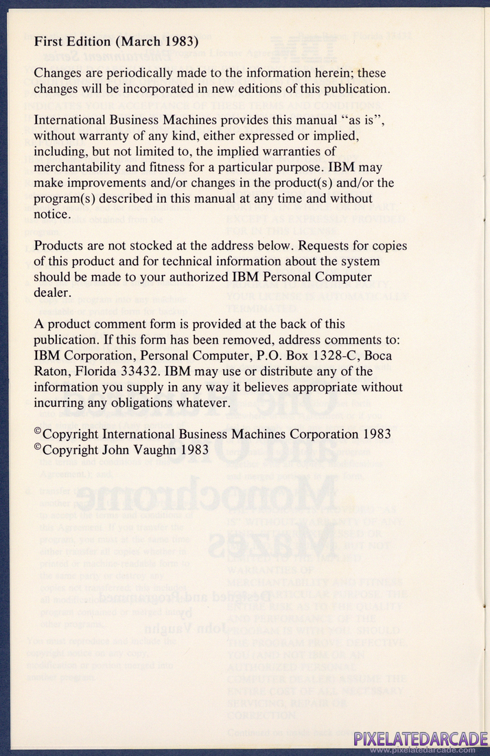 One Hundred and One Monochrome Mazes: Instruction Manual - Page ii