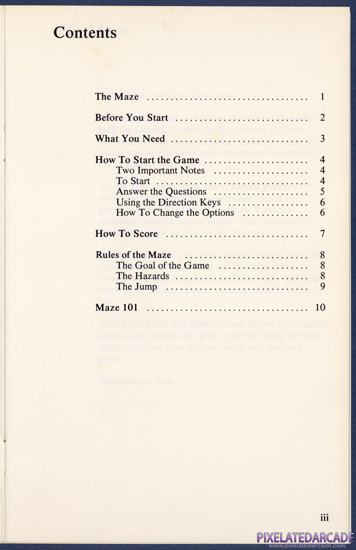 One Hundred and One Monochrome Mazes: Instruction Manual - Page iii