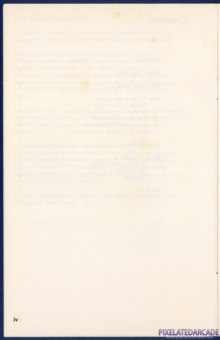 One Hundred and One Monochrome Mazes: Instruction Manual - Page iv