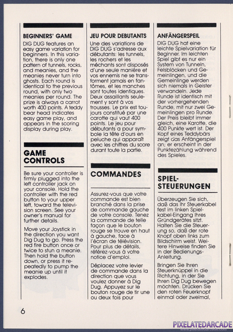 Dig Dug: Instruction Manual - Page 6