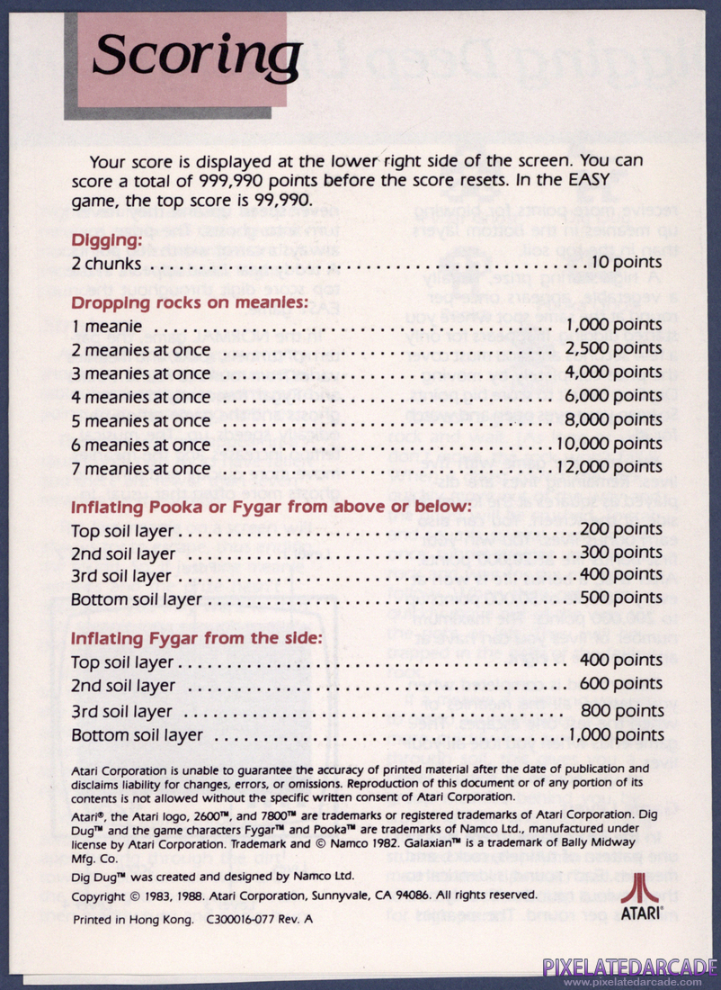 Dig Dug: Instruction Manual - Page 5