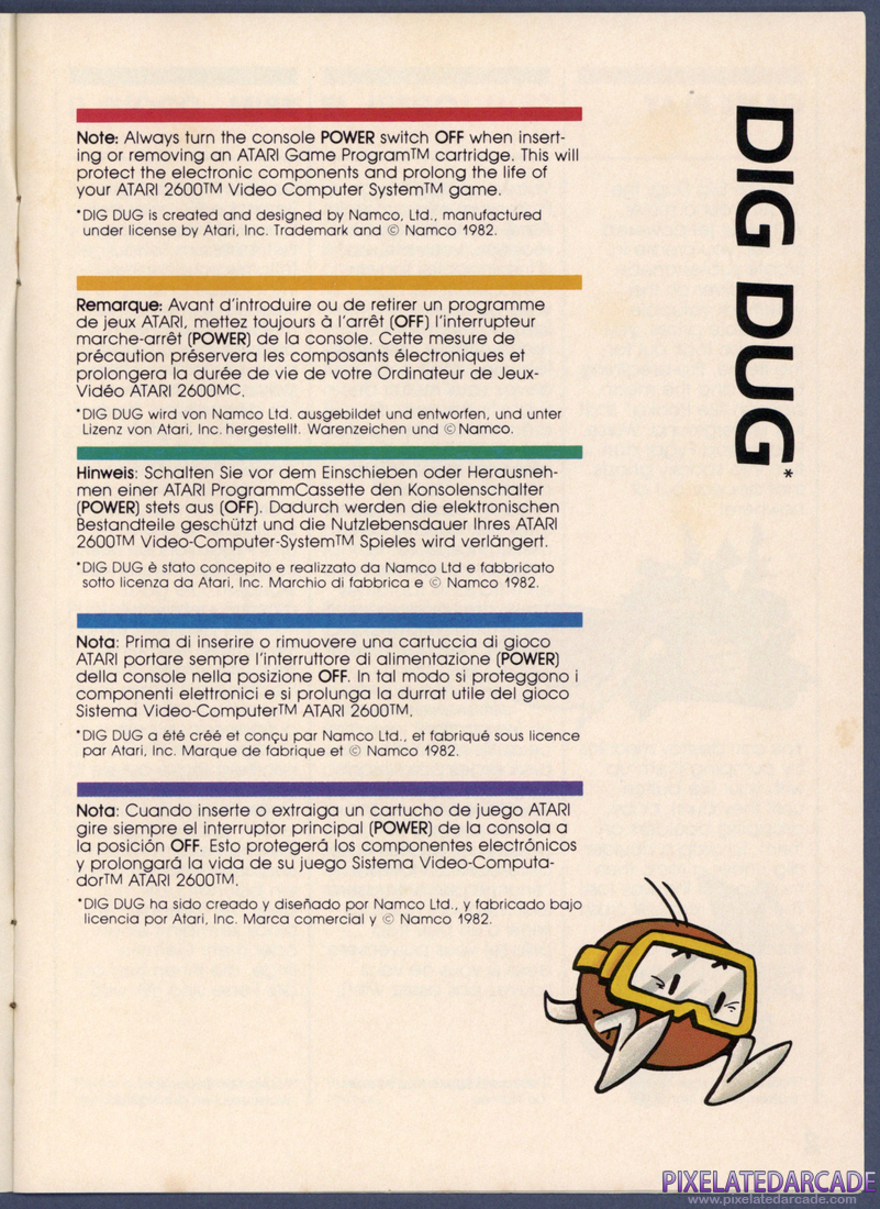 Dig Dug: Instruction Manual - Page 1