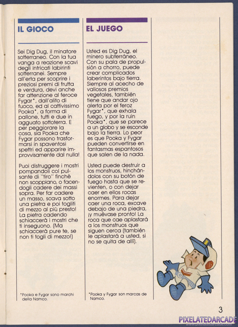 Dig Dug: Instruction Manual - Page 3