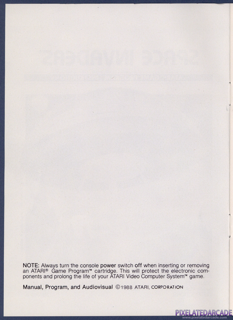 Space Invaders: Instruction Manual - Inside Cover