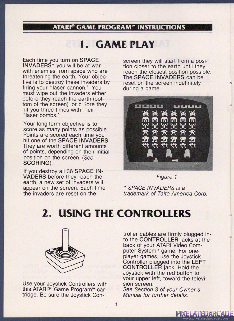 Space Invaders: Instruction Manual - Page 1