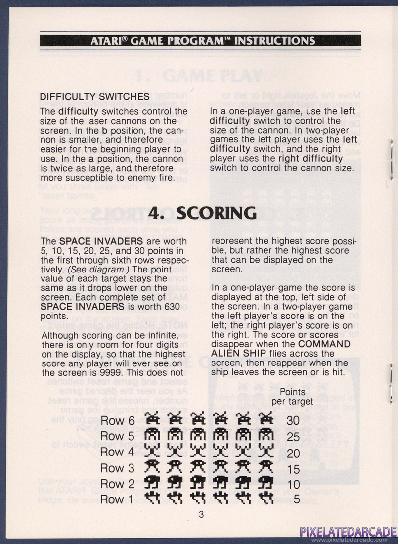 Space Invaders: Instruction Manual - Page 3