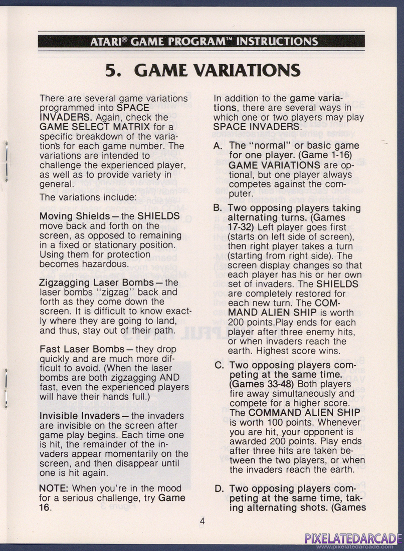 Space Invaders: Instruction Manual - Page 4