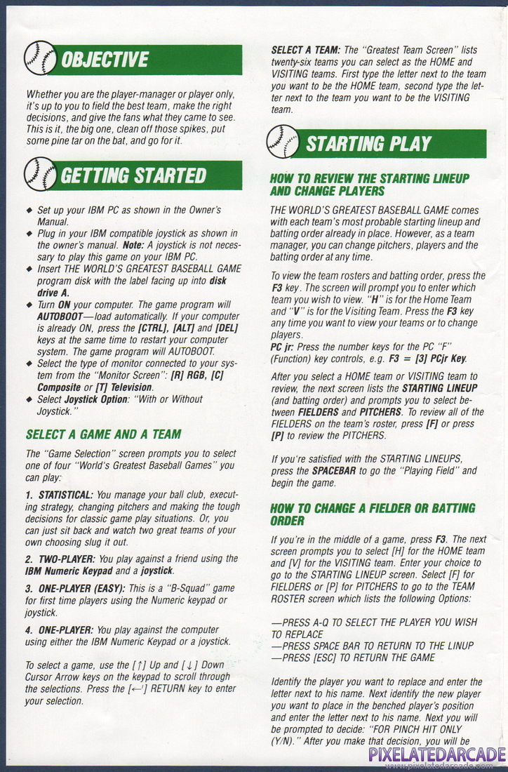 The World's Greatest Baseball Game: Instruction Manual - Page 3