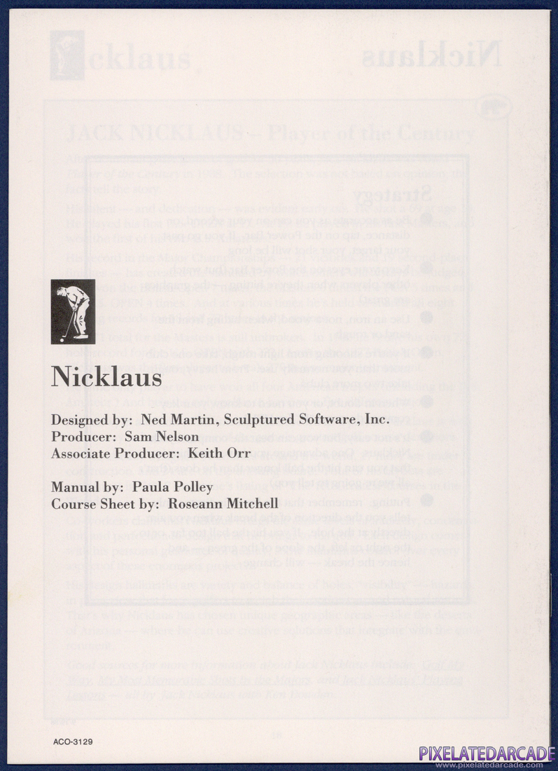 Jack Nicklaus' Greatest 18 Holes of Major Championship Golf: Instruction Manual - Back Cover
